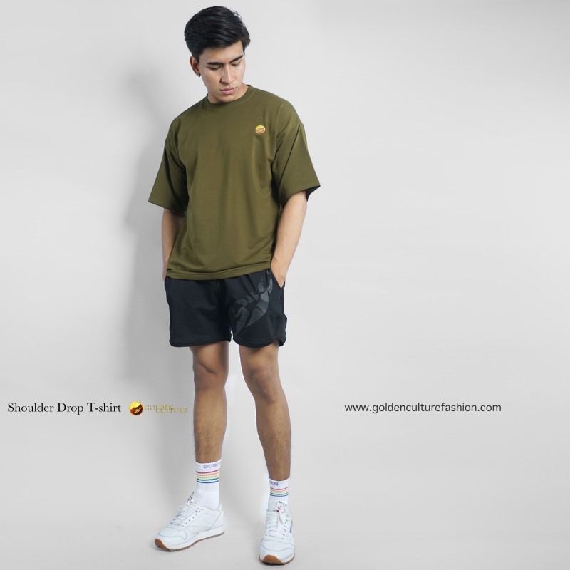 Golden Culture Oversized Premium Loop Cotton Boy T-shirt (Army Green)